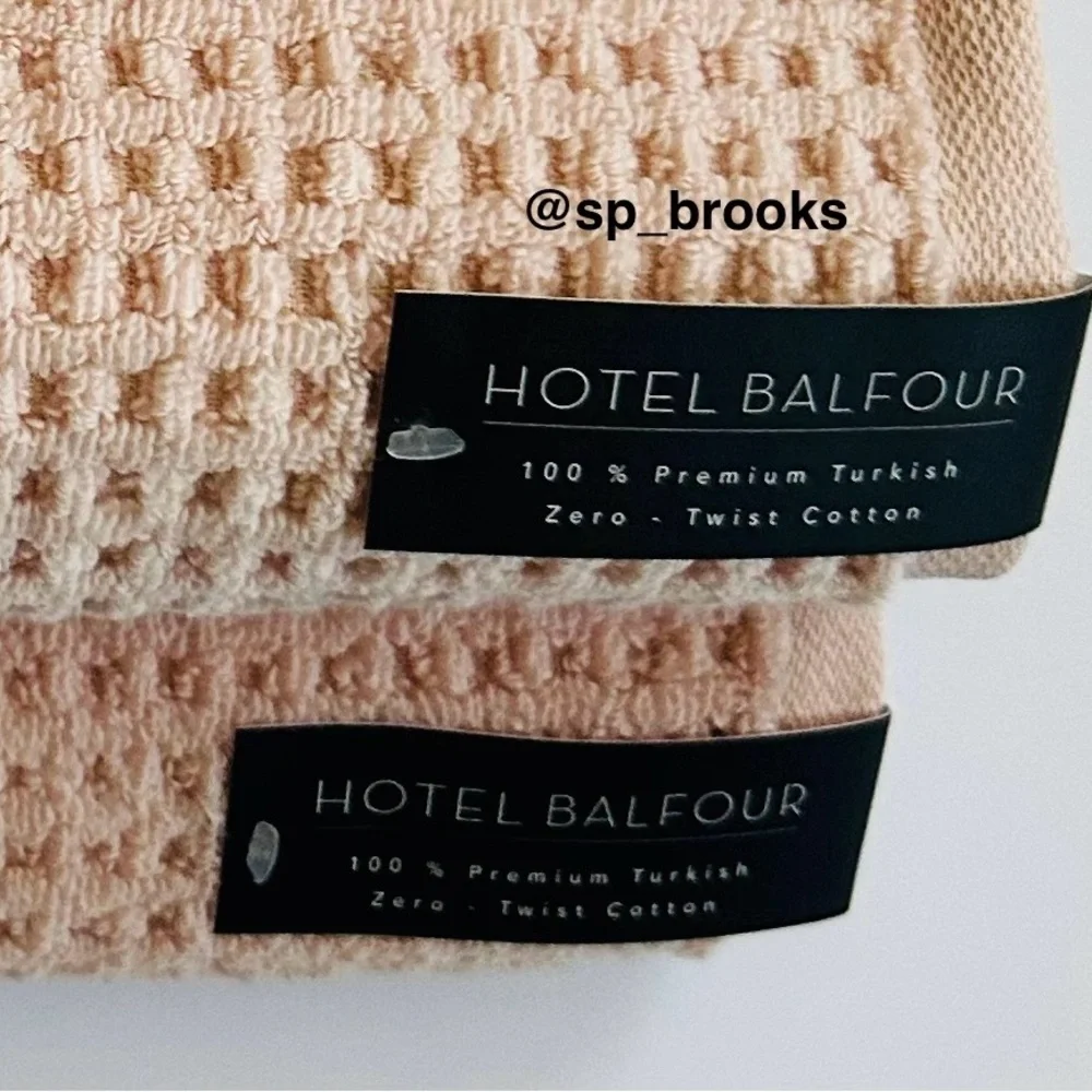 🎁10PC Hotel Balfour Bath Towel Set - Zero Twist Cotton -Waffle- Pale Petal Pink